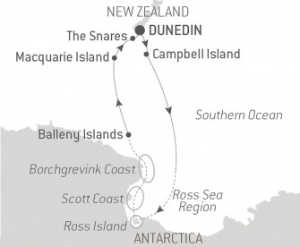 Маршрут круиза «Антарктическая экспедиция Скотта и Шеклтона в море Росса»