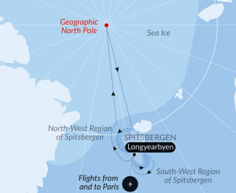 Маршрут круиза «Географический Северный полюс»