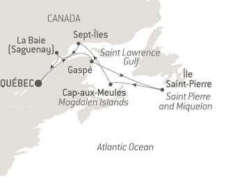 Маршрут круиза «Река Святого Лаврентия посреди северной зимы»