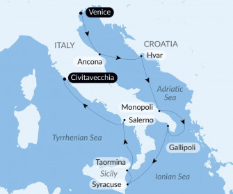 Маршрут круиза «Легендарные берега Италии и Хорватии»