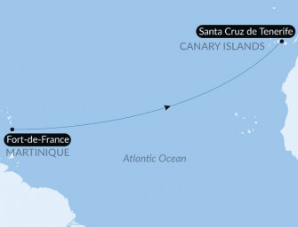 Маршрут круиза «Морской переход: Фор-де-Франс - Санта-Крус-де-Тенерифе»
