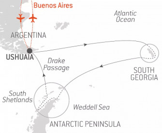 Маршрут круиза «Экспедиция к Южной Георгии и Антарктику»