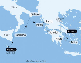 Маршрут круиза «Острова и древние сокровища Средиземноморья»