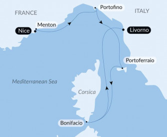 Маршрут круиза «Осенний отдых: Лазурный берег, Итальянская Ривьера и Корсика»