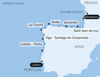 Маршрут круиза «Атлантическое побережье Европы с балетом Парижской оперы»