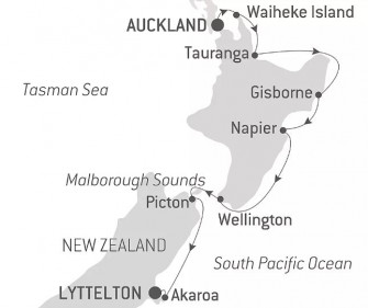 Маршрут круиза «Лучшее в Новой Зеландии»