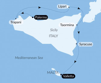 Маршрут круиза «Сокровища Сицилии»