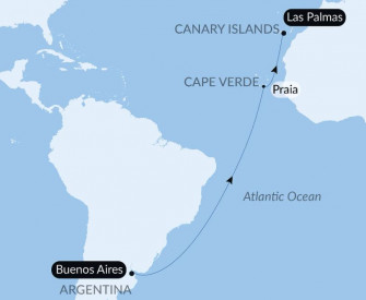 Маршрут круиза «Морской переход: Буэнос-Айрес - Лас-Пальмас-де-Гран-Канария»