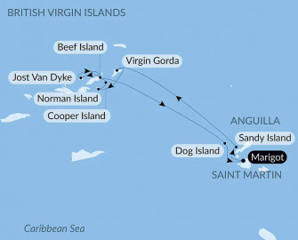 Маршрут круиза «Под парусом в самое сердце Малых Антильских островов»