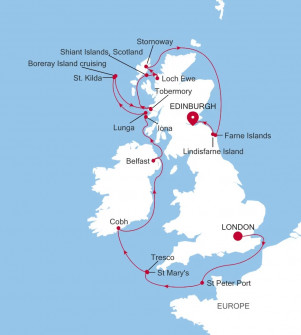 Маршрут круиза «Круиз по Великобритании: Лондон - Эдинбург»