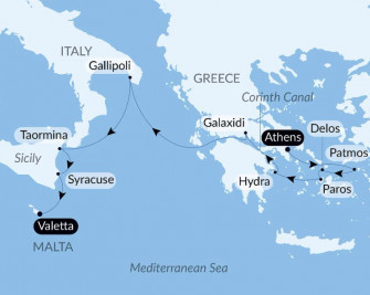 Маршрут круиза «Древние жемчужины Средиземноморья»