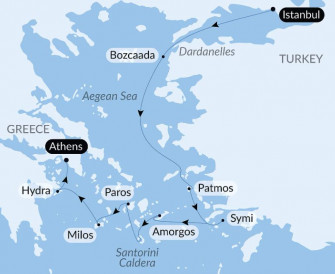 Маршрут круиза «Античные чудеса Эгейского моря»