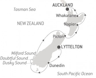 Маршрут круиза «Северные и Южные острова Новой Зеландии со Smithsonian Journeys»