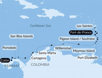 Маршрут круиза «Панама, Колумбия и Карибские острова»