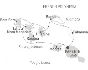 Маршрут круиза «Острова Общества  и Туамоту»