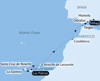 Маршрут круиза «Канарские острова, Марокко и Иберия»