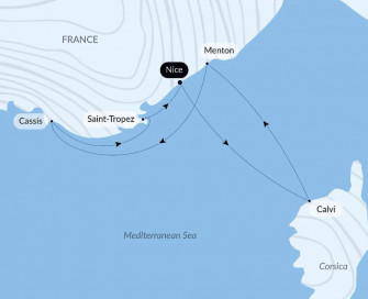 Маршрут круиза «Корсика и Французская Ривьера»