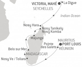 Маршрут круиза «Приключение на Мадагаскаре»