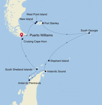 Маршрут круиза «Фолклендские острова, Южная Георгия и Антарктида»