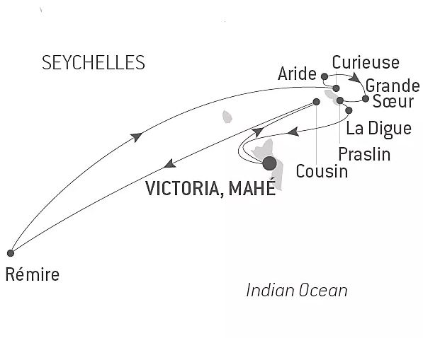 Маршрут тура «Индивидуальный круиз по Сейшелам на катамаране»