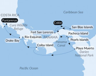 Маршрут круиза «Секреты Центральной Америки»