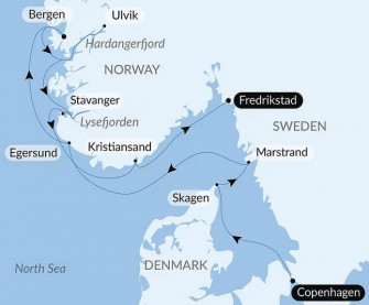 Маршрут круиза «Секреты Скандинавии»