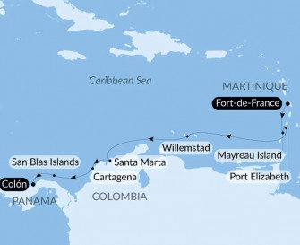 Маршрут круиза «Панама, Колумбия и Карибские острова»