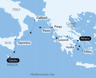 Маршрут круиза «Острова и древние сокровища Средиземноморья»