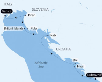 Маршрут круиза «Города и великолепие Адриатики»