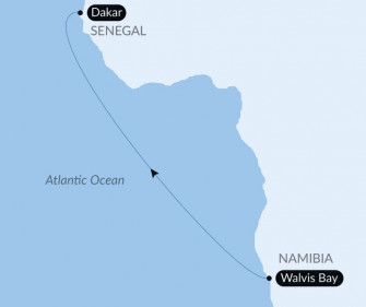 Маршрут круиза «Морской переход: Уолфиш-Бей - Дакар»