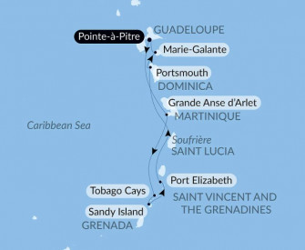 Маршрут круиза «Под парусами по водам Наветренных островов»