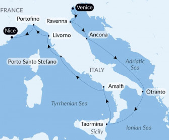 Маршрут круиза «Сокровища Итальянского побережья»
