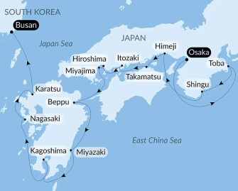 Маршрут круиза «Настоящая Япония»