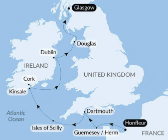 Маршрут круиза «Британские архипелаги и кельтские берега»