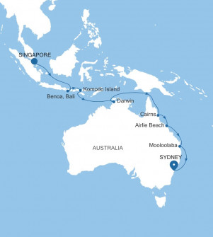 Маршрут круиза «Сингапур, Индонезия и Австралия»