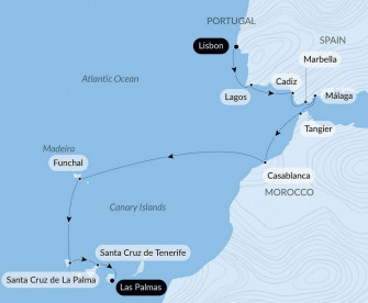 Маршрут круиза «Португалия, Испания, Марокко и Атлантические острова — с Smithsonian Journeys»