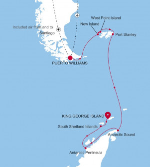 Маршрут круиза «Фолклендские острова и Антарктический полуостров»