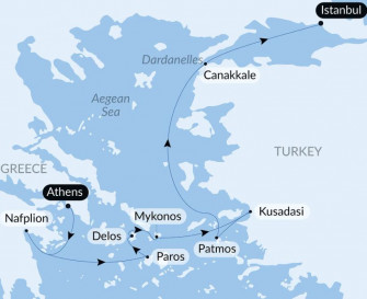 Маршрут круиза «Круиз по Эгейскому морю: Турция и греческие острова — с Smithsonian Journeys»