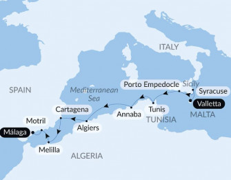 Маршрут круиза «Древние берега Средиземного моря»