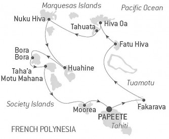 Маршрут круиза «Маркизские острова, Туамоту и острова Общества»