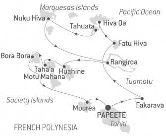 Маршрут круиза «Маркизские острова, Туамоту и острова Общества»