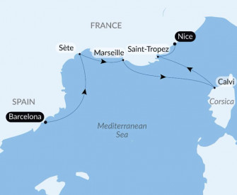 Маршрут круиза «Гламур Французской Ривьеры и очарование Корсики»