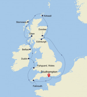 Маршрут круиза «Южные берега Северного моря»