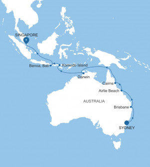 Маршрут круиза «Австралия, Индонезия и Сингапур»
