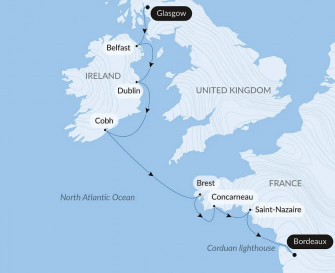 Маршрут круиза «От кельтских берегов до Бискайского залива»