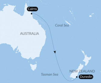 Маршрут круиза «Морской переход: Кернс - Данидин»