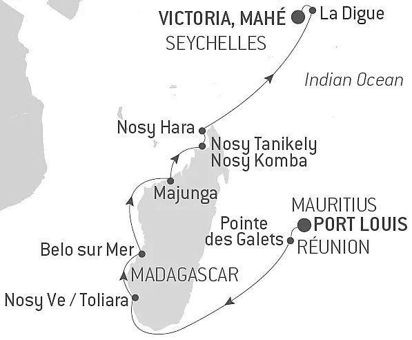 Маршрут тура «Новогодний круиз по Мадагаскару»