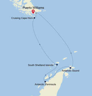 Маршрут круиза «Антарктический полуостров»