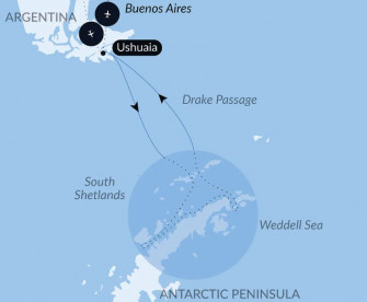 Маршрут круиза «Антарктида: Белый континент – с Smithsonian Journeys»