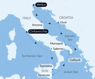 Маршрут круиза «Легендарные берега Италии и Хорватии»
